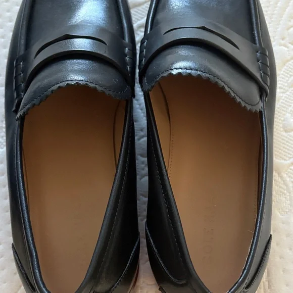 Cole Haan Christyn Black Leather Loafers with Brown Sole - Picture 5 of 7